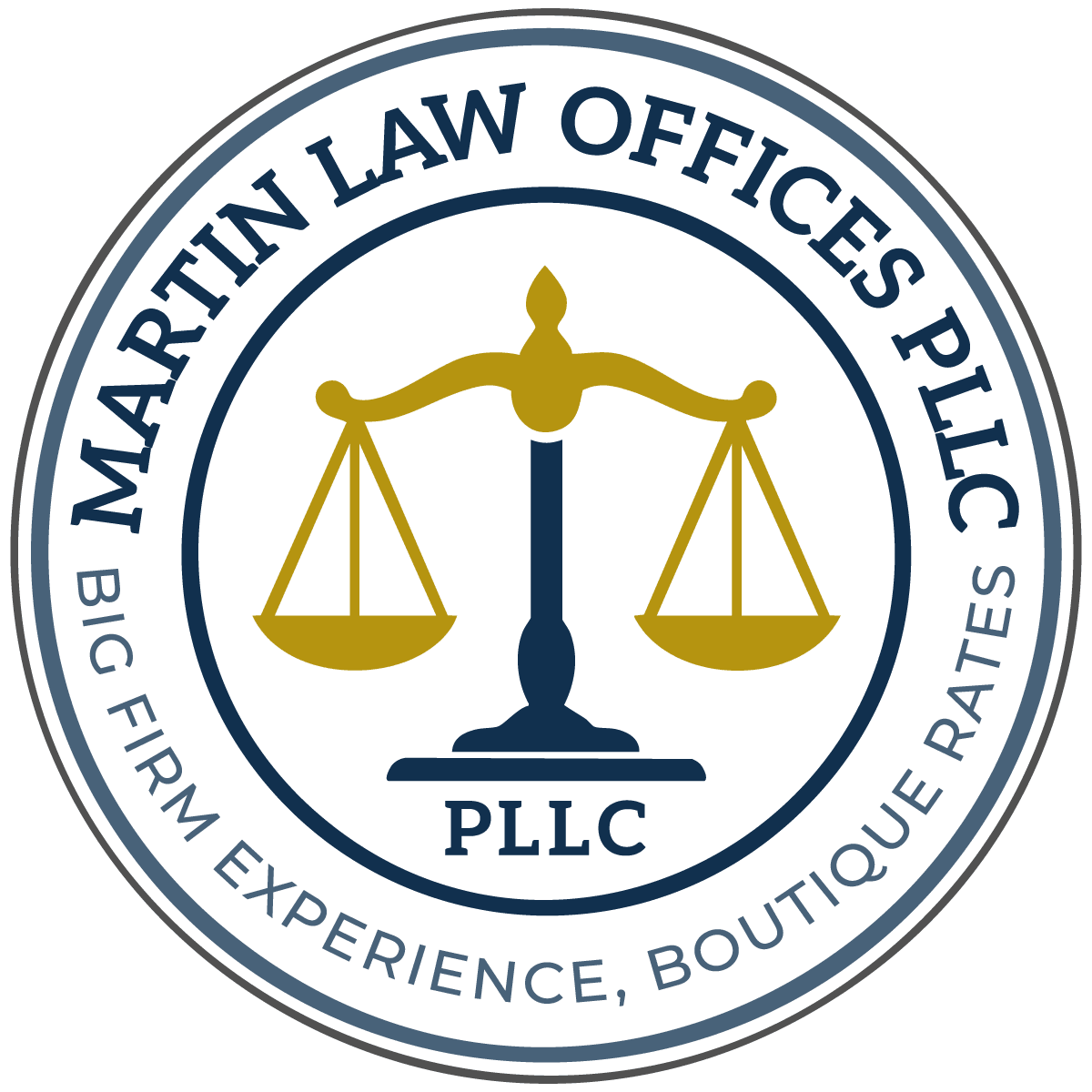 Martin Law Offices PLLC logo with gold scales