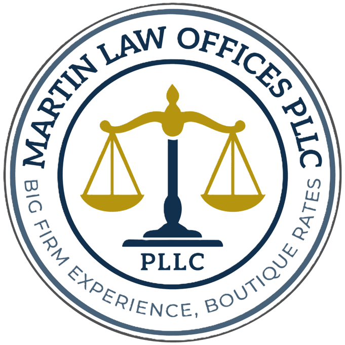 Martin Law Offices PLLC logo with scales